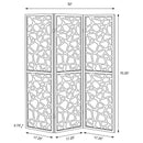 3 Panel Folding Screen With Mosaic Cutout Design - Black