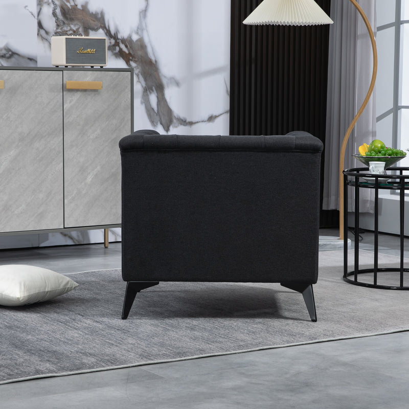 Accent Chair Living Room Chairs Single Sofa Chair,Arm Chairs with Linen Fabric, Mid Century Accent Arm Chairs Comfy Reading Lounge Club Armchair for Bedroom Office Study