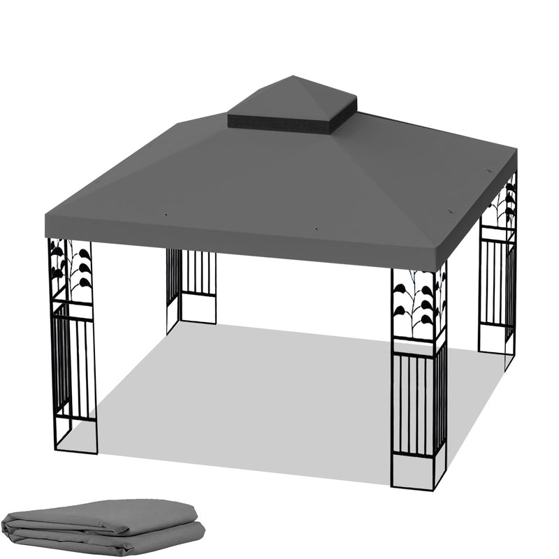10x10 Ft Outdoor Patio Gazebo Replacement Canopy, Double Tiered Gazebo Tent Roof Top Cover Only (Frame Not Include)