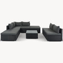 8-Pieces Outdoor Patio Furniture Sets, Garden Conversation Wicker Sofa Set, Single Sofa Combinable, Gray Cushions Black Wicker