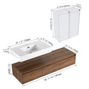 Wall Mounted Bathroom Vanity With Resin Sink And 2 Side Cabinet, 3 Soft Close Drawer - Brown Ebony by HouseOfZazla