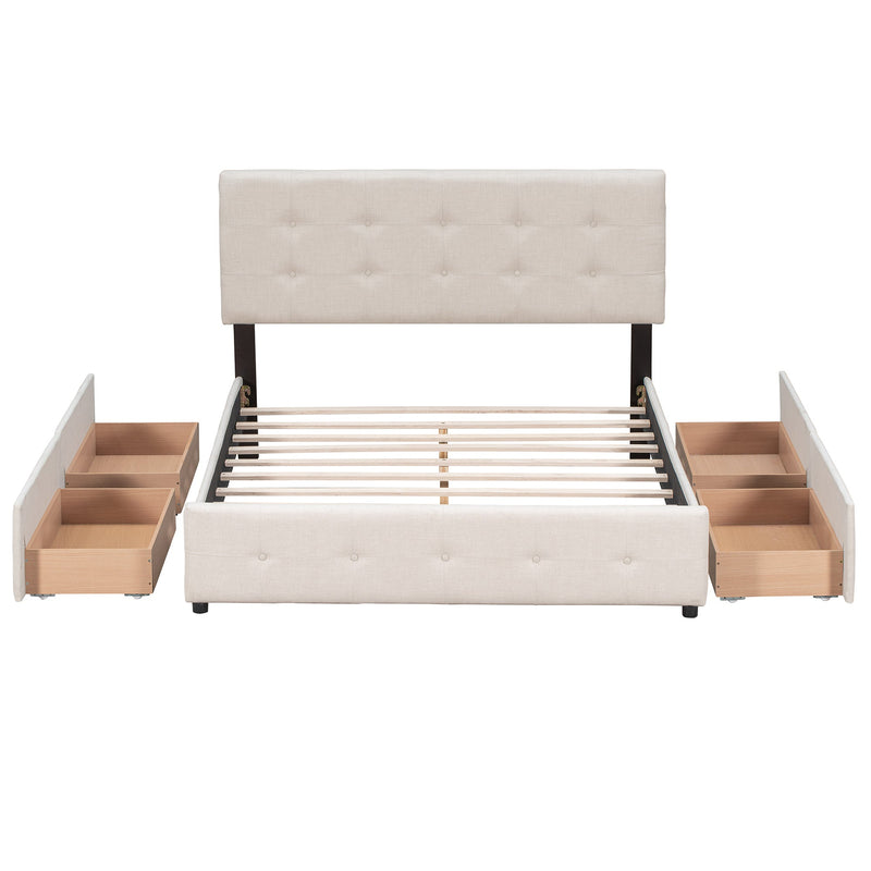 Walker Edison | Upholstered Platform Bed with Storage