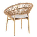 Cyril Outdoor Wicker Papasan Style Dining Chair with Teak Finished Legs - Set of 2