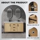Original 60" Freestanding Bathroom Vanity With Double Resin Sink Plywood Soft Closing Doors & Drawers - Oak by HouseOfZazla