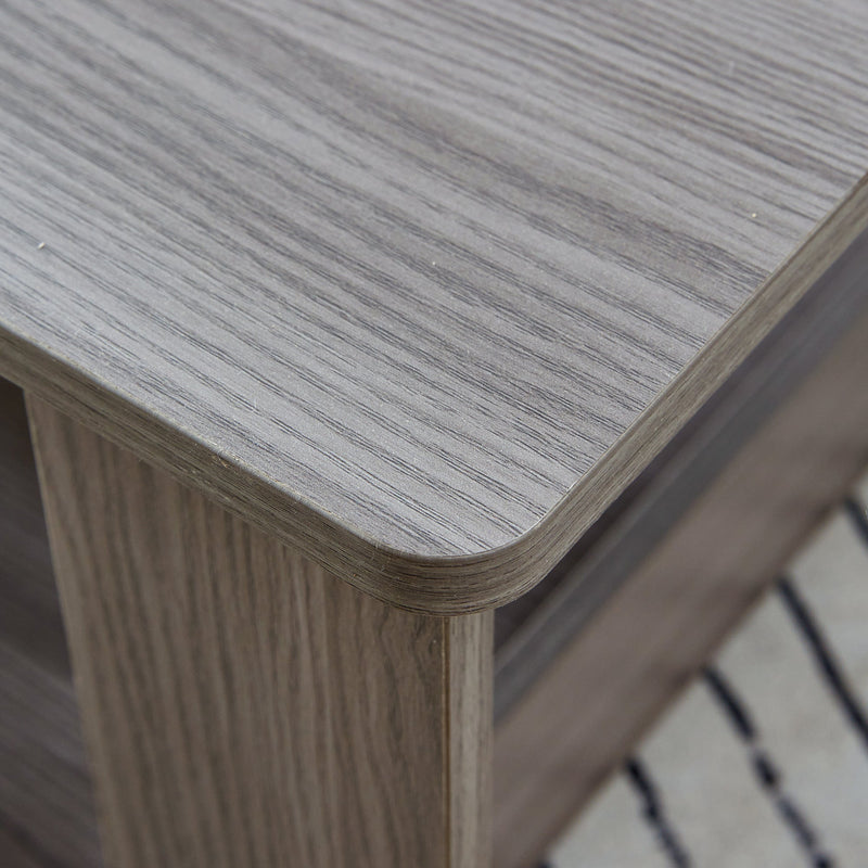 A modern and practical gray textured coffee table,tea table.Double layered coffee table made of MDF material,. Suitable for living room,bedroom and study room. 43.3"x21.6"x16.5" CT-16