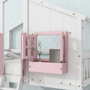 House Bunk Bed With Roof, Window, Window Box, Door, With Safety Guardrails And Ladder by Unique Piece Furniture