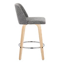 Toriano - Contemporary Fixed-Height Counter Stool With Swivel And Round Footrest (Set of 2) by HouseOfZazla