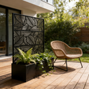 Leaf Pattern Privacy Screen with Planter Box