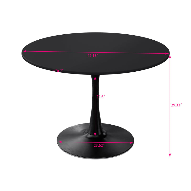42.12" Modern Round Dining Table with Round MDF Table Top, Metal Base Dining Table, End Table Leisure Coffee Table