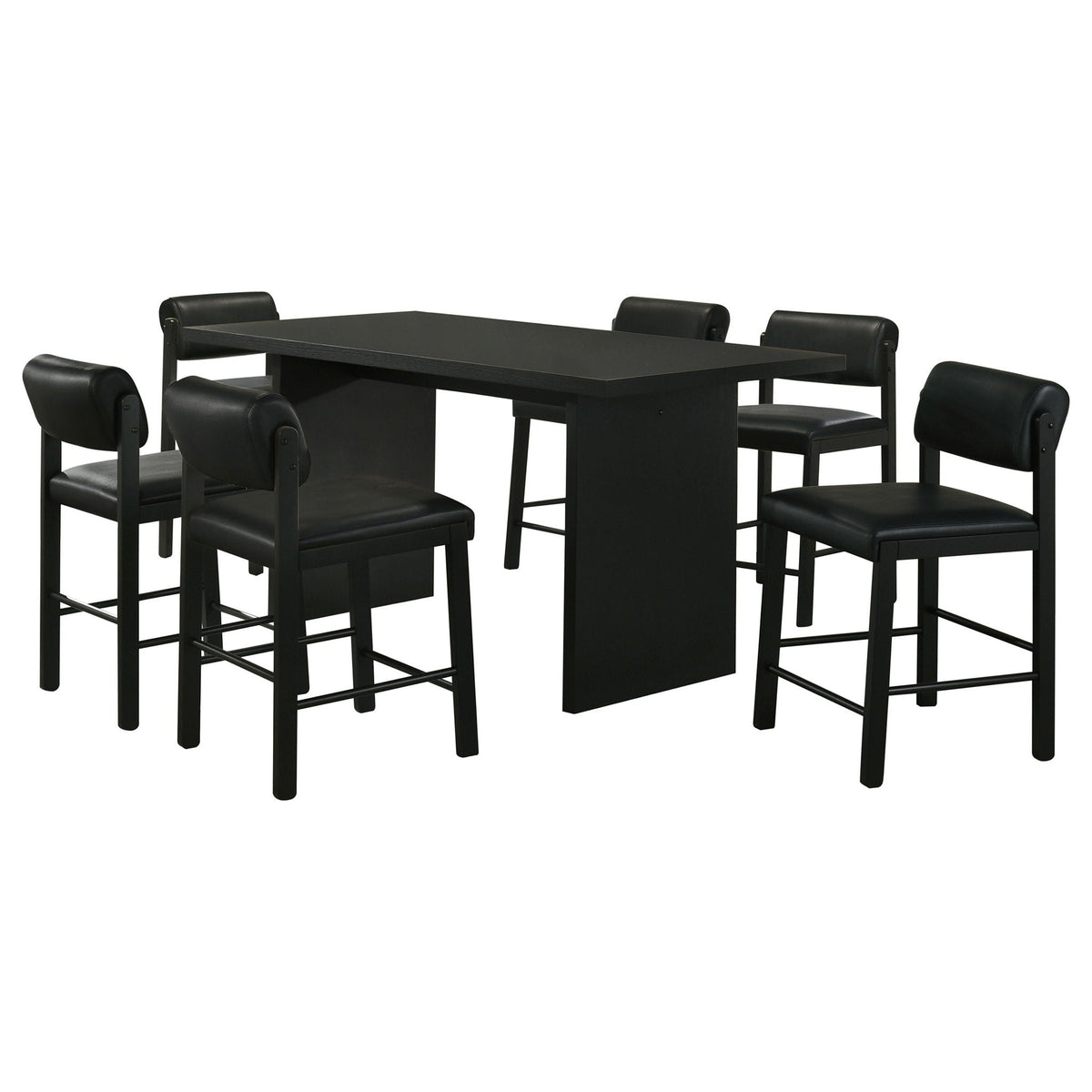 Decker 7-piece 70-inch Rectangular Counter Height Dining Set Black, photo 7 of 7