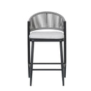 Outdoor 26" Counter Height Metal Frame Counter Stools With Scallop Shaped Backrest & Water Resistant Cushions by HouseOfZazla
