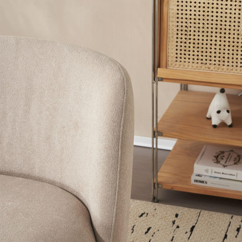 Modern Low Back Accent Chair, Upholstered Armless Living Room Chairs, Round Pine Wood Feet, for Small Living Spaces, Living Room, Bedroom, Balcony, Office, Reading Nook, Khaki