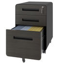 3-Drawer Mobile File Cabinet With Lock, On Casters, Holds A4/Letter Files