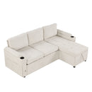 Convertible L Shaped Sofa Couch With Storage, Cup Holders, USB Ports by HouseOfZazla