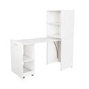 Stretchable Office Desk With Storage Shelves And Mobile Wheels by Unique Piece Furniture