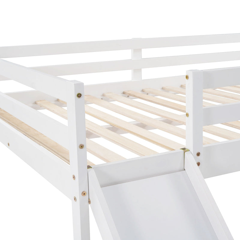 Full Loft Bed With Slide, Multifunctional Design - White, photo 14 of 14