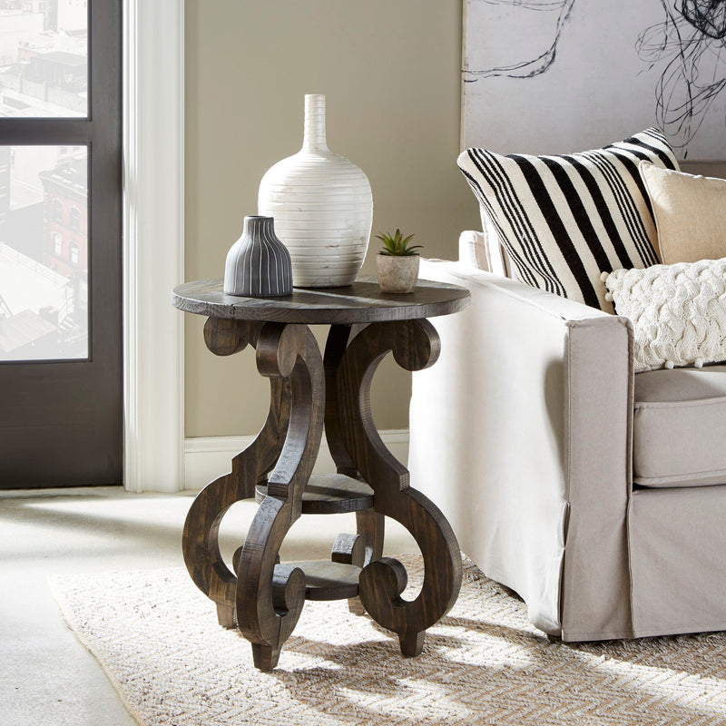 Bellamy - Round Accent End Table - Weathered Pine, photo 4 of 4