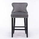 Contemporary Upholstered Wing-Back Barstools With Button Tufted Decoration And Wooden Legs, And Nailhead Trim, Leisure Style Bar Chairs, Bar Stools (Set of 2) by Unique Piece Furniture