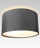 16"W Moderne Flush Mount Conversion Kit Granite Gray Burlap Hardback Drum Lampshade by LampsUSA