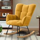 Teddy Fabric Rocking Chair, Modern Rocking Accent Chair for Nursery, Living Room, Bedroom, Yellow