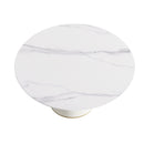 Modern Artificial Stone Round Plywood Base Dining Table, Can Accommodate 8 People, (Not Including Chairs) - White / Beige