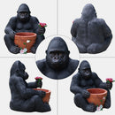 Outdoor Garden Sculpture Chimpanzees Flower Pot Planter