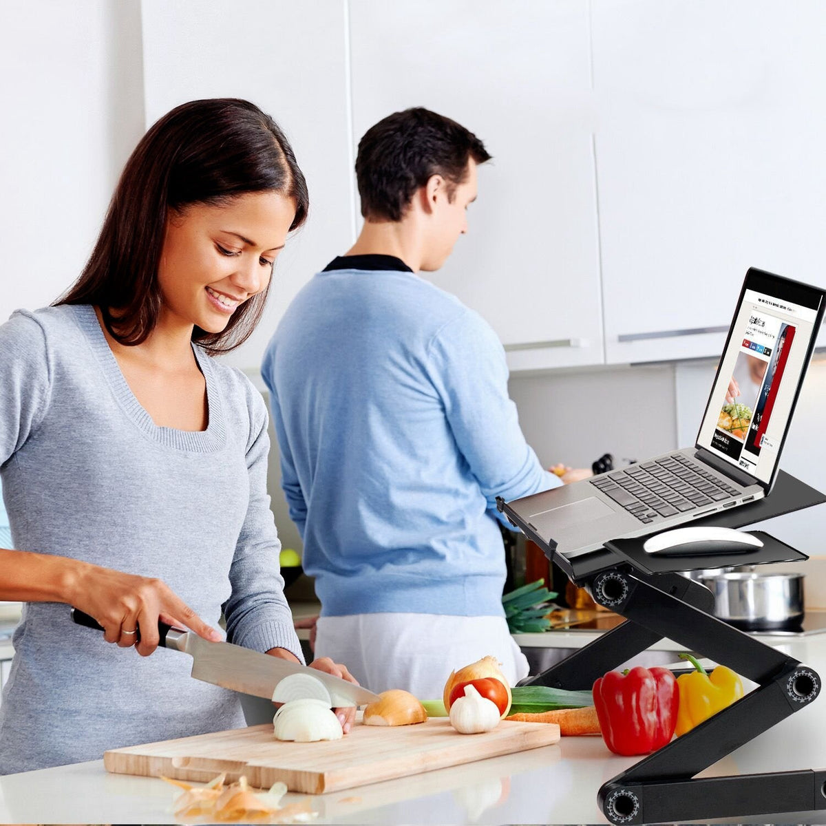 Foldable Laptop Table Bed Notebook Desk with Mouse Board Aluminum Alloy Breakfast Snacking Tray for Home Office Travel Use, photo 11 of 11