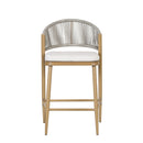 Outdoor 26" Counter Height Metal Frame Counter Stools With Scallop Shaped Backrest & Water Resistant Cushions by HouseOfZazla