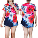 Women Summer Shirts Tops Loose Short Sleeve T Shirts Casual Floral Printed Button Shirts Blouse S-XXL