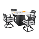 Outdoor Patio Dining Set, Squircle Dining Table, Dining Chairs With Sunbrella Cushions by Unique Piece Furniture