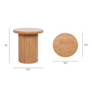 Kenzie - Fluted Pillar Round Accent Side Table - Light Natural Brown by HouseOfZazla