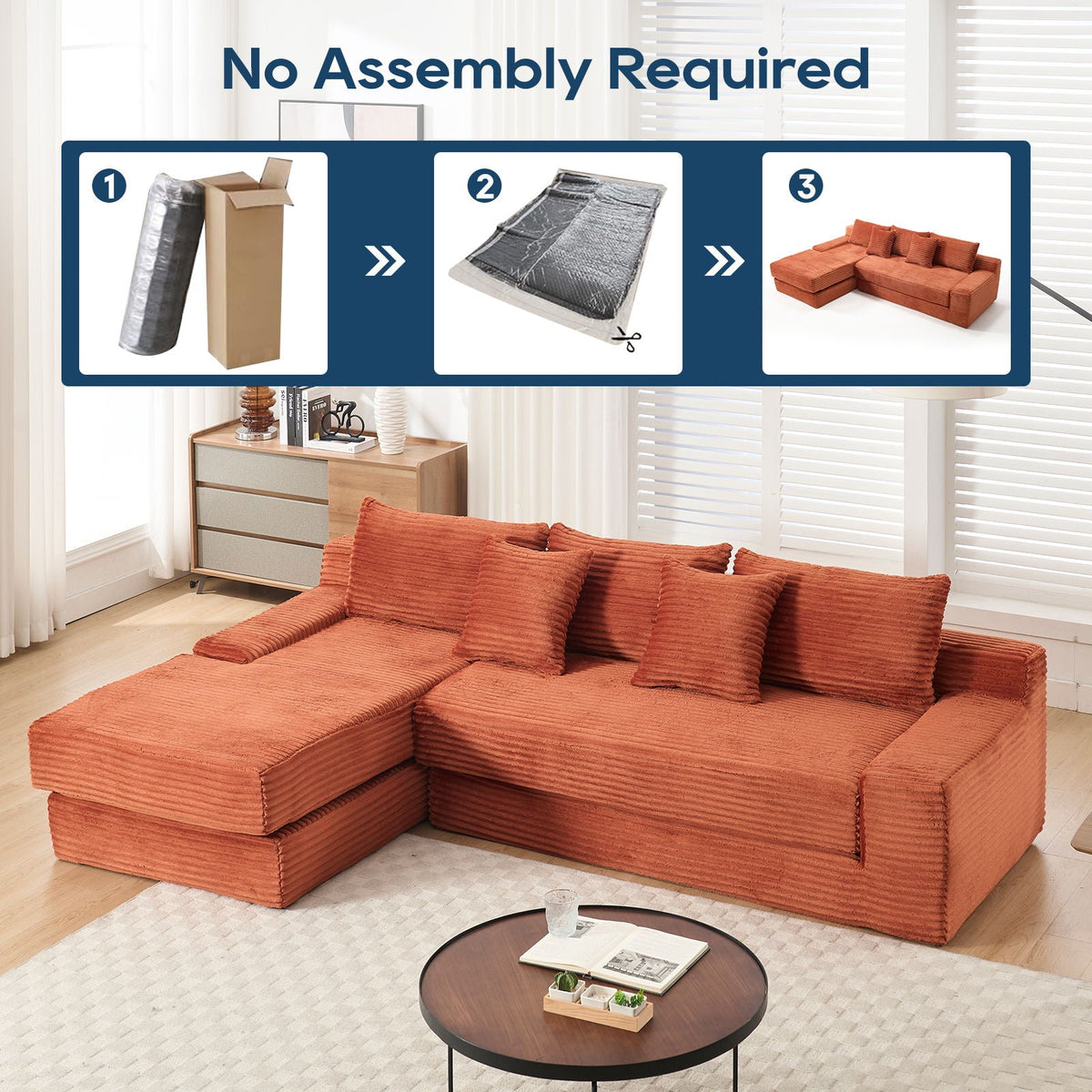 Modern L - Shaped Sectional Couch With Memory Foam, photo 21 of 21