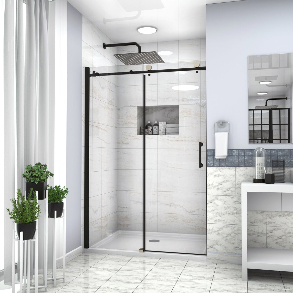 Single Sliding Bypass Shower Door Enclosure With Tempered Glass, photo 33 of 33
