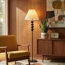 Mid Century Modern Wood Large Floor Lamp with Pleated Lampshade 65"H by EP Designlab LLC