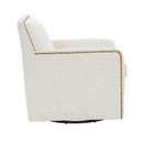 Tolland - Swivel Accent Chair With Antique Brass Nailhead Trim - Cream by HouseOfZazla