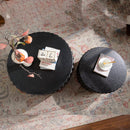 Black Scalloped Round Coffee Table Set