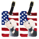 USA American Flag with Dandie Dinmont Terrier Luggage Tag