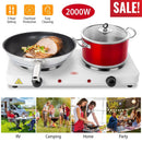 2000W Double Electric Burner Portable Dual Counter Stove Countertop Hot Plate Kitchen Cooker Stove with 5 Gear Temperature Control
