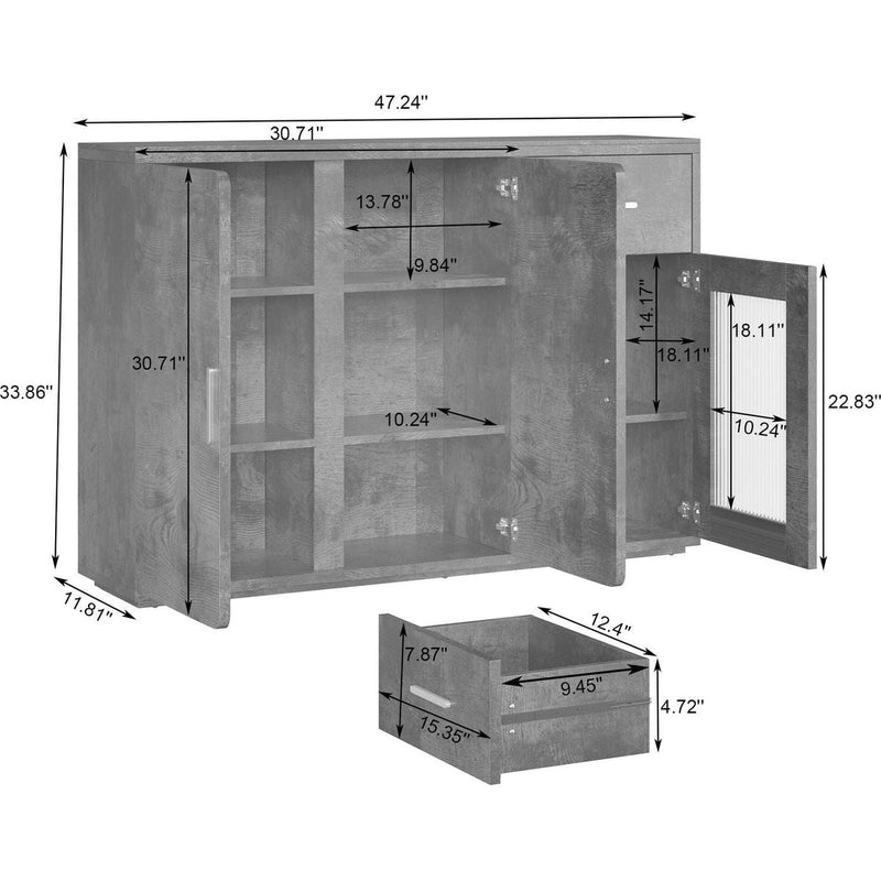 2401Wood Storage Cabinet, Modern Accent Buffet Cabinet, Free Standing Sideboard and Buffet Storage with Door Buffet Sideboard for Bedroom, Living Room, Kitchen or Hallway