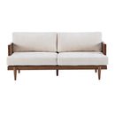 EMIR 72" Square Arm 3-Seater Boucle Sofa with Cane Rattan and Wooden Frame by HouseOfZazla