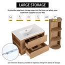 Modern Wall Mounted Bathroom Vanity with Ceramic Sink and Storage Rack