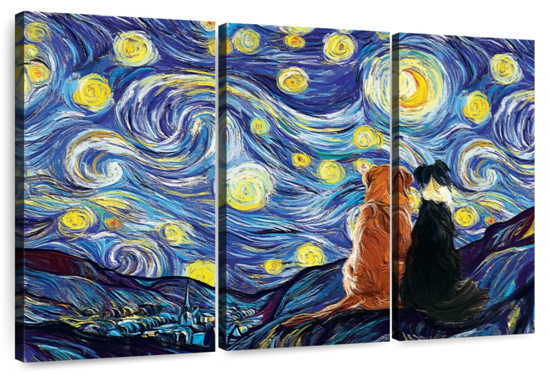 Dogs Journey Starry Night Wall Art