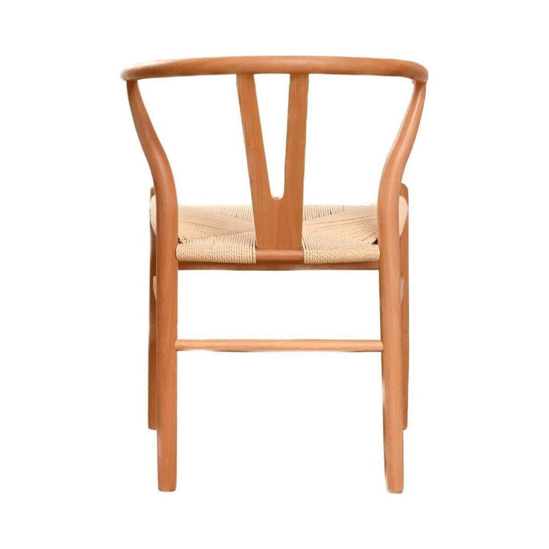 Natural Solid Wood Wishbone Design Backrest Chair with Canvas Seat for Dining Room and Kitchen