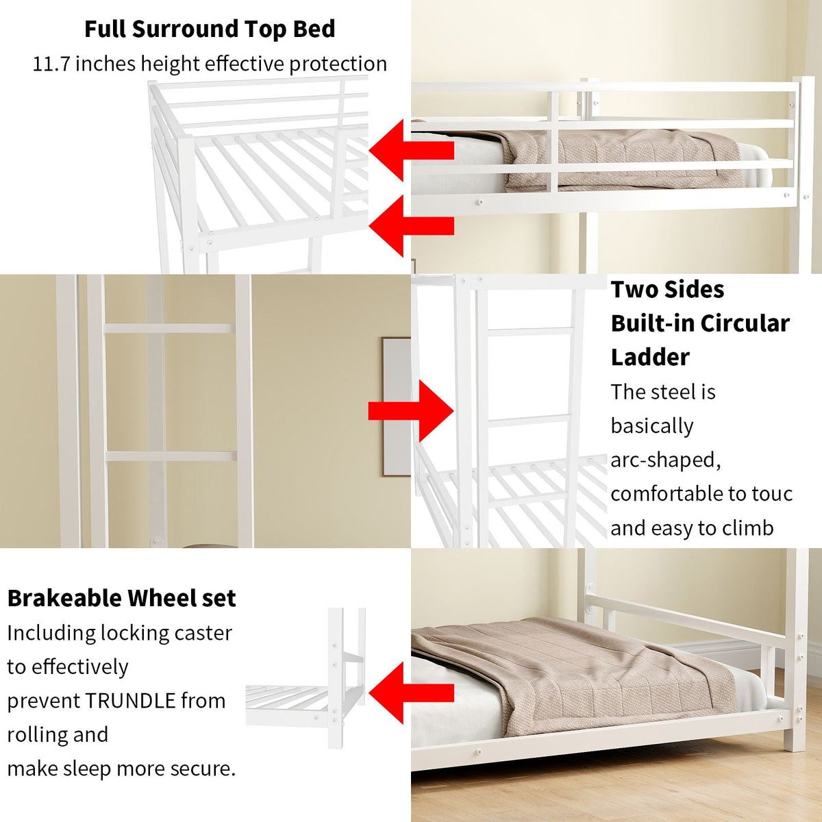 Bunk Bed With Noise Reduction And Safety Guardrail, photo 22 of 22