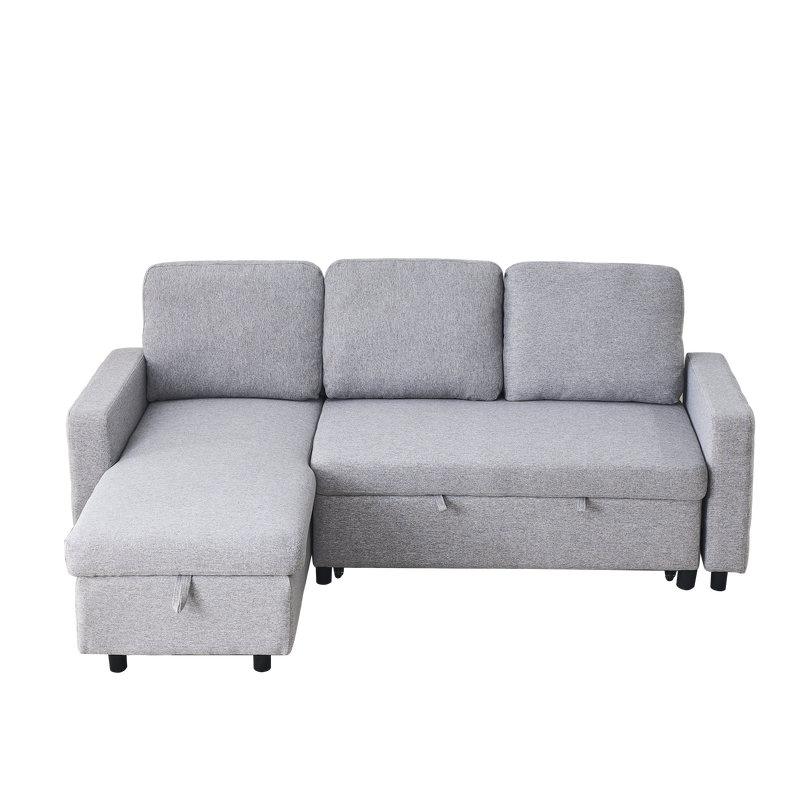 78.8" Reversible Sleeper Combo Sofa with Pullout Bed, Comfortable Linen L-Shaped Combo Sofa Sofa Bed, Living Room Furniture Sets for Tight Spaces