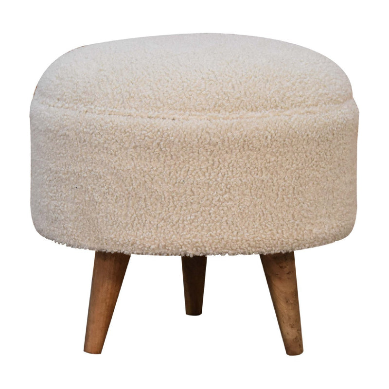 Walker Edison | Cream Boucle Rounded Footstool