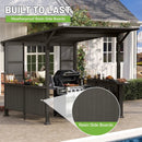 9X10FT Hardtop Grill Gazebo, Lean To Outdoor BBQ Gazebo with Storage Shelves and Expansion Platform by HouseOfZazla