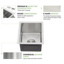 13" Undermount Kitchen Sink 16 Gauge Single Bowl - Brushed Nickel by HouseOfZazla