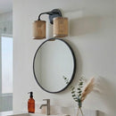 Quell - Double Light Vanity With Natural Shade Wall Lamp - Black / Rattan by HouseOfZazla