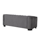 82" Mid Century Modern Sofa with Rubber Wood Legs, Velvet Upholstered Sofa Couch, Sofa with Thick Removable Seat Cushion, 3 Seater Sofa Couch for Living Room, Gray